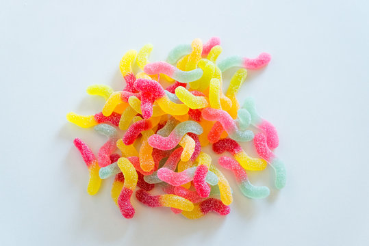 Various color of gummy on the white background