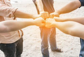 Fist group , teamwork concept