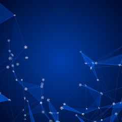 Christmas technology background with snowflakes over triangular ice grid