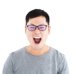 closeup happy asian young man face portrait