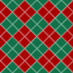 Red Green White Chess Board Christmas Background. Vector Illustration.