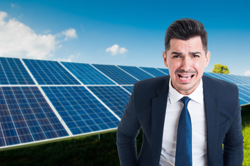 Angry male in solar power station