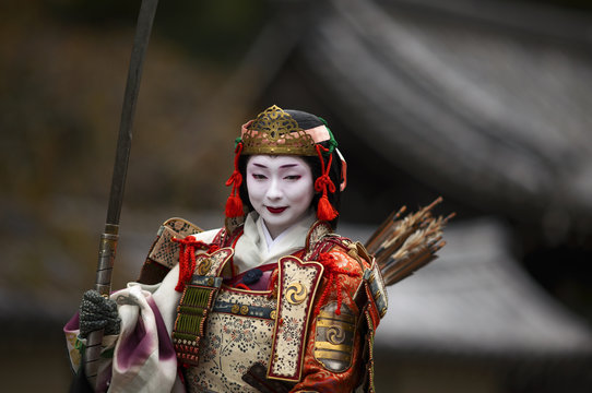 Female warrior during the Jidai festival, Kyoto, Japan