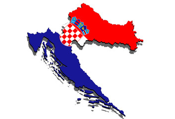 close up on Croatia map on white background