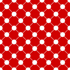 White Polka dot Chess Board Red Christmas Background. Vector Illustration