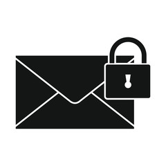Flat black mail letter icon