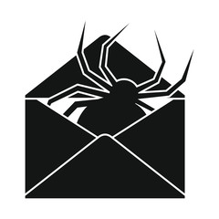 Flat black mail letter icon