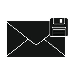 Flat black mail letter icon