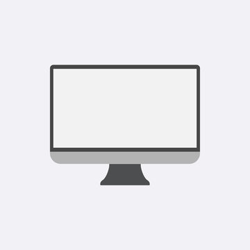 Vector computer display icon, Gray Pc screen with shadow. Modern