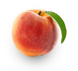 peach isolated in close-up