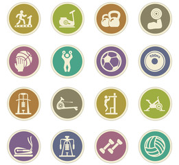 Sport equipment icons set