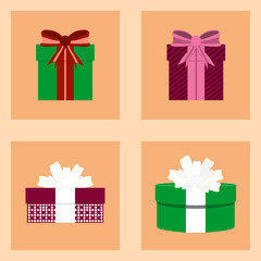 Christmas set with gift boxes for presents
