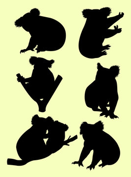 Cute koalas gesture animal silhouette. Good use for symbol, logo, web icon, mascot, sign, or any design you want.