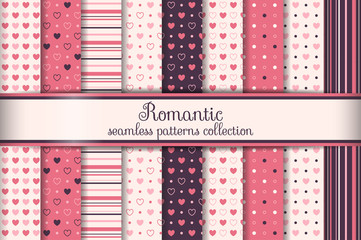 Romantic seamless pattern collection