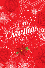 Naklejka premium Christmas party invitation, food menu restaurant.
