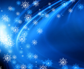 snowflakes and stars descending on background