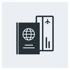 Passport and ticket icon
