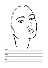 Face chart Makeup Artist Blank. Template. Vector illustration.