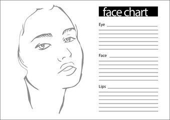 Face chart Makeup Artist Blank. Template. Vector illustration.