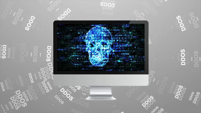 Infection trojan, virus attacks on computer. Hackers on the Internet. DDOS Attack