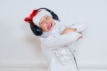 boy pretending he is a Bad Santa