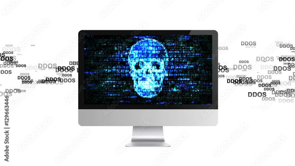 Poster ddos attack, infection trojan, virus attacks on computer. infected computer
