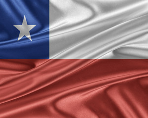 Chile flag with a glossy silk texture.