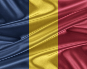 Chad flag with a glossy silk texture.