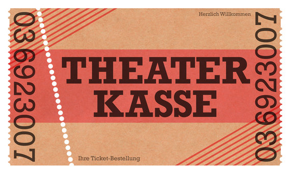 Theater Kasse  - Classic Ticket - Webshop / Online-Shop / Vintage Design / Retro Style  altes Ticket Abreißticket Abrisskarte Ticket mit Perforierung Eintrittskarte Abriss Abriß mit Löchern