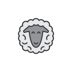Sheep head line icon, filled outline vector sign, linear pictogram isolated on white. Symbol, logo illustration