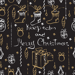 Christmas hand drawn seamless pattern. hand drawn background.