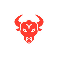 Bull head icon vector, filled flat sign, solid colorful pictogram isolated on white. Symbol, logo illustration