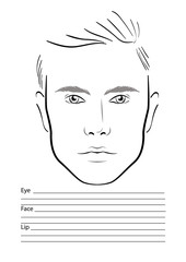 Face chart Makeup Artist Blank. Template. Vector illustration.