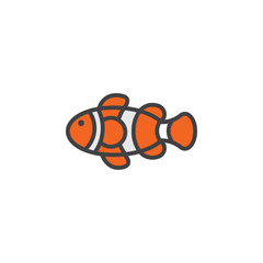 Clown Fish line icon, filled outline vector sign, linear colorful pictogram isolated on white. Symbol, logo illustration