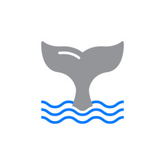 Whale tail icon vector, filled flat sign, solid colorful pictogram isolated on white. Symbol, logo illustration