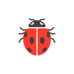 Insect, ladybird beetle icon vector, filled flat sign, solid colorful pictogram isolated on white. Symbol, logo illustration