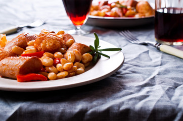 Steamed vegetables with beans