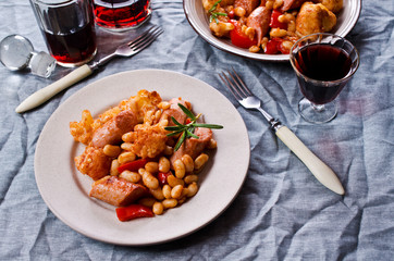 Steamed vegetables with beans