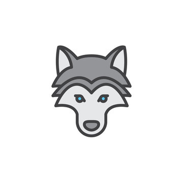Wolf head line icon, filled outline vector sign, linear colorful pictogram isolated on white. Symbol, logo illustration