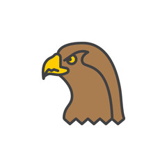 Falcon head line icon, filled outline vector sign, linear colorful pictogram isolated on white. Symbol, logo illustration