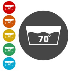 Wash icon, Machine washable at 70 degrees symbol 