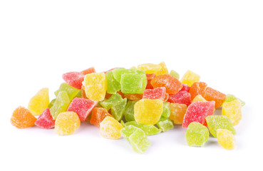 candied fruit group on white background