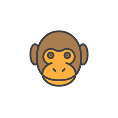 Obraz premium Monkey head line icon, filled outline vector sign, linear pictogram isolated on white. Symbol, logo illustration