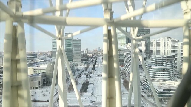 Astana, the capital of Kazakhstan. Video shot from the lift of the Bayterek tower.