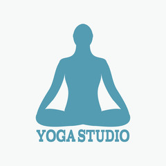 Meditation icon. human meditating in lotus pose.
Vector Yoga Pose. Fitness, gym and Sport.Relax and zen.