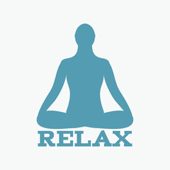 Meditation icon. human meditating in lotus pose.
Vector Yoga Pose. Fitness, gym and Sport.Relax and zen.