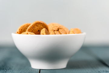 Italian Amaretti Biscuits In White Bowl