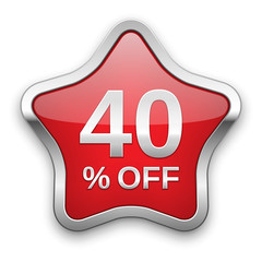 40% off vector badge, silver star