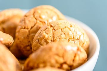 Italian Amaretti Biscuits In White Bowl