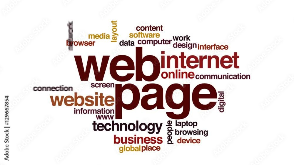 Poster web page animated word cloud.